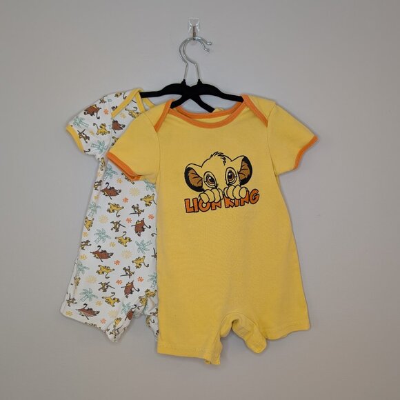 💚 2 for 20 💚 Lion King Short Sleeve Rompers | Disney 100% Cotton - Picture 1 of 9